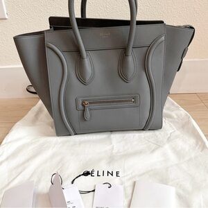 Authentic Celine Mini Luggage Grained Calfskin in Kohl